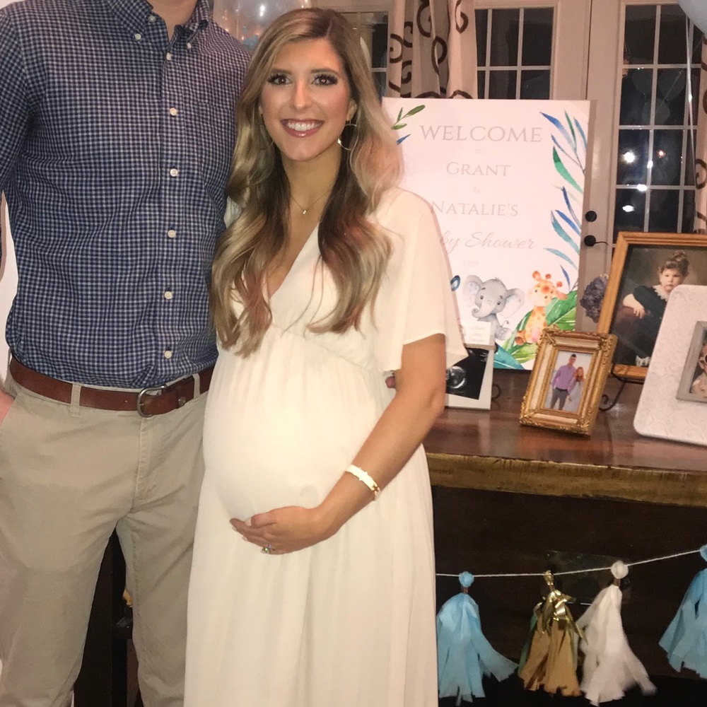 PinkBlush cream maternity dress
